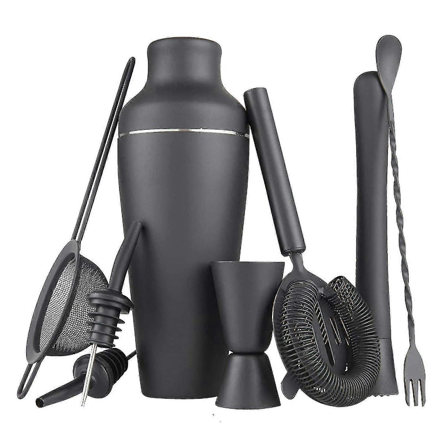 Cocktail Shaker Set, 8 parties - Noir mat