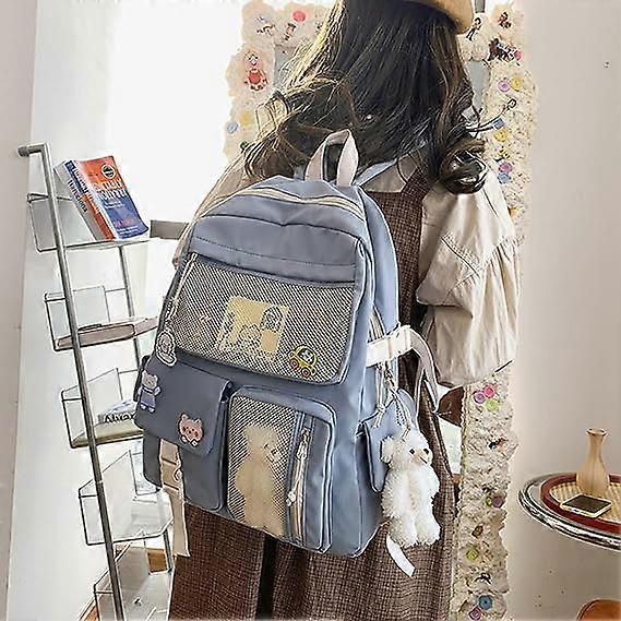 Super Cute Mini Kawaii Backpack - Perfect For School & Travel With Plush Cow Pendant - Aesthetic White Rucksack - View #8