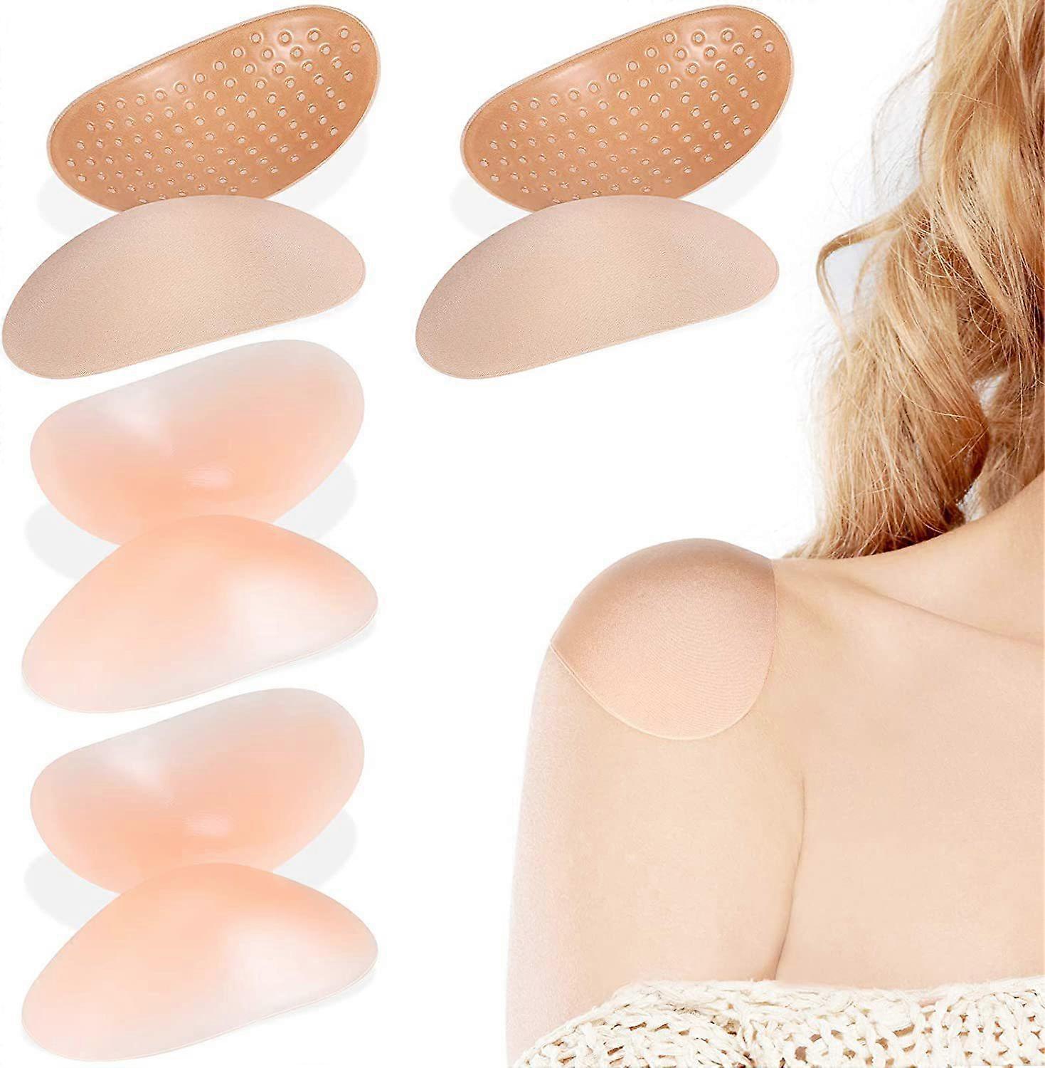 Silicone Shoulder Pads, 4 Pieces Shoulder Push-up Adhesive Pads Shoulder Enhancer for Women Men Suit Blazer Clothes Blouses T-Shirt, Reusable and Brea