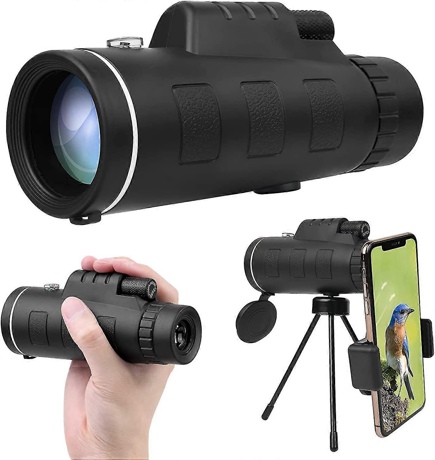 12x50 Monocular Telescope,hd Monocular Scope Acwith Ph Adapter Tr,bak4 Prism/fmc Es, Fog Bird Watng Monocular For H