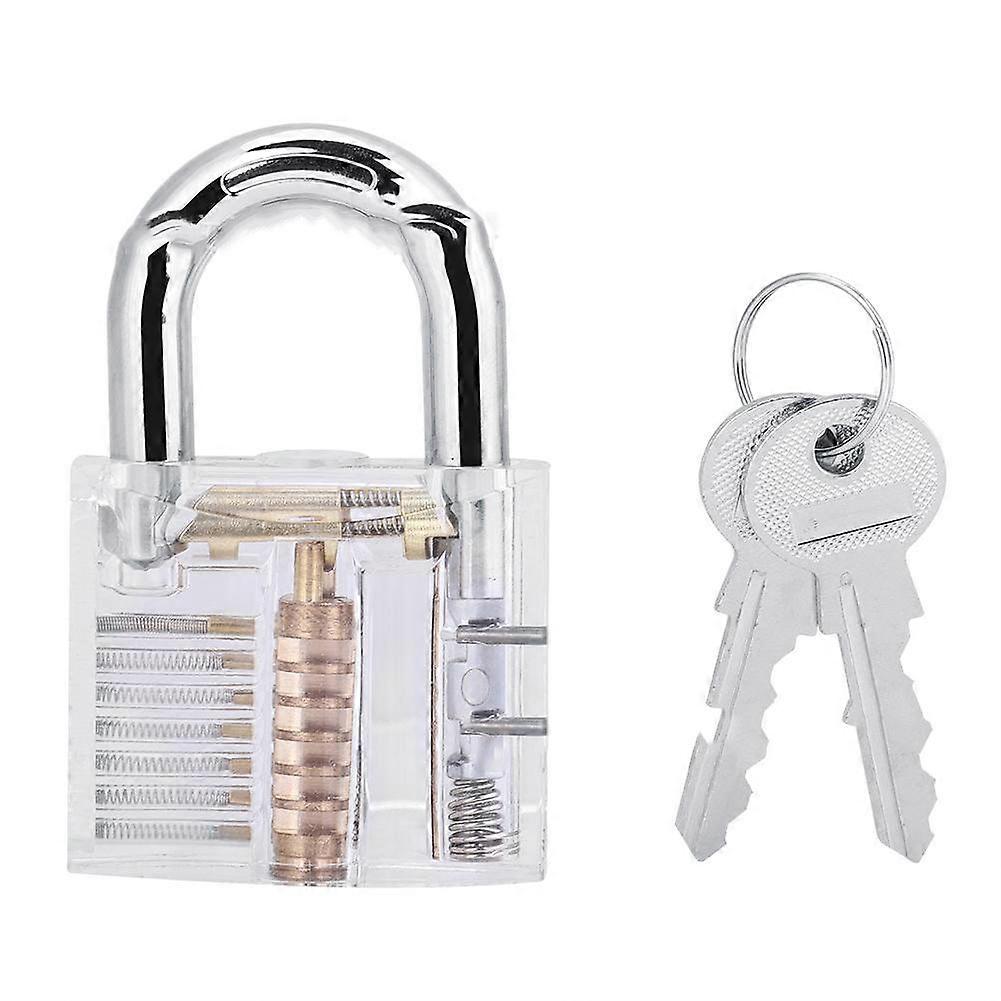 Transparent Padlock, Training Lock Professional Cutaway Inside View of Practice Keyed Padlocks Training Skill Pick for Locksmith(1 set, silver)
