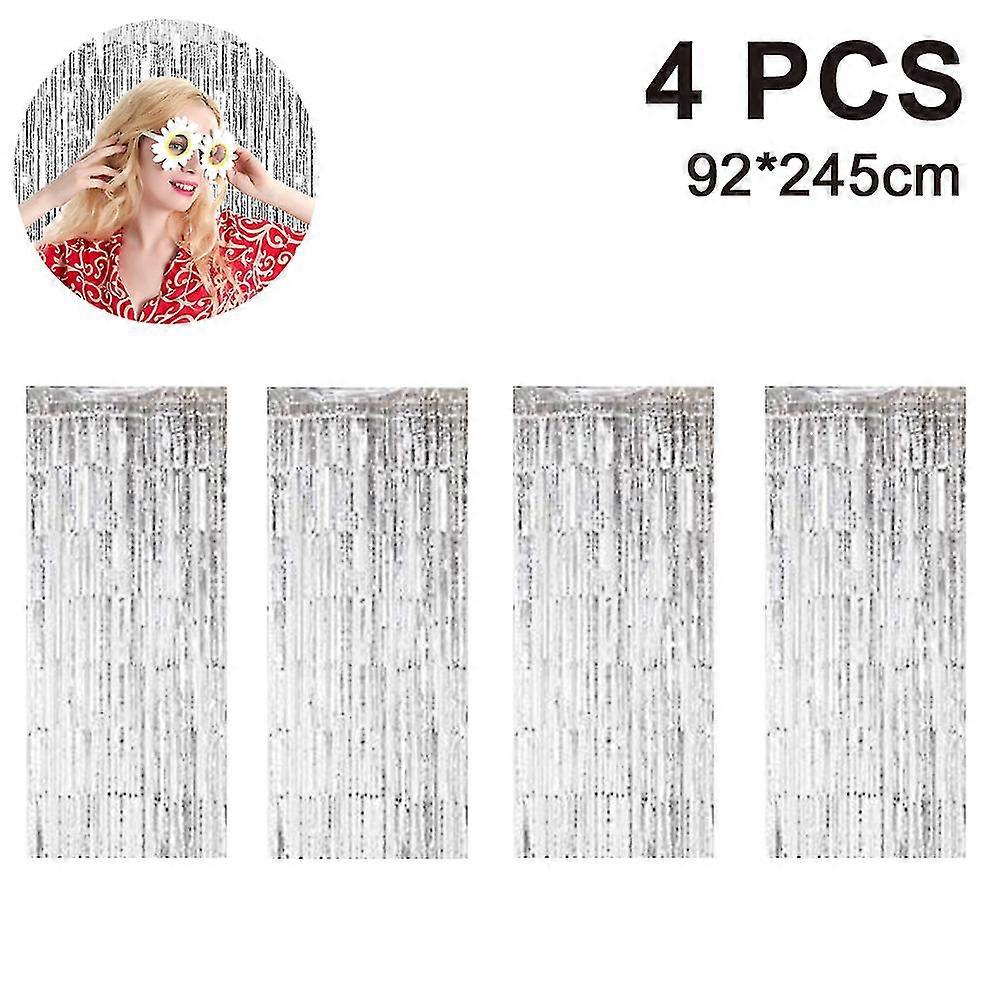 4 حزمة الزفاف المطر الحرير ستارة عيد ميلاد حزب حزب الحدث الخلفية