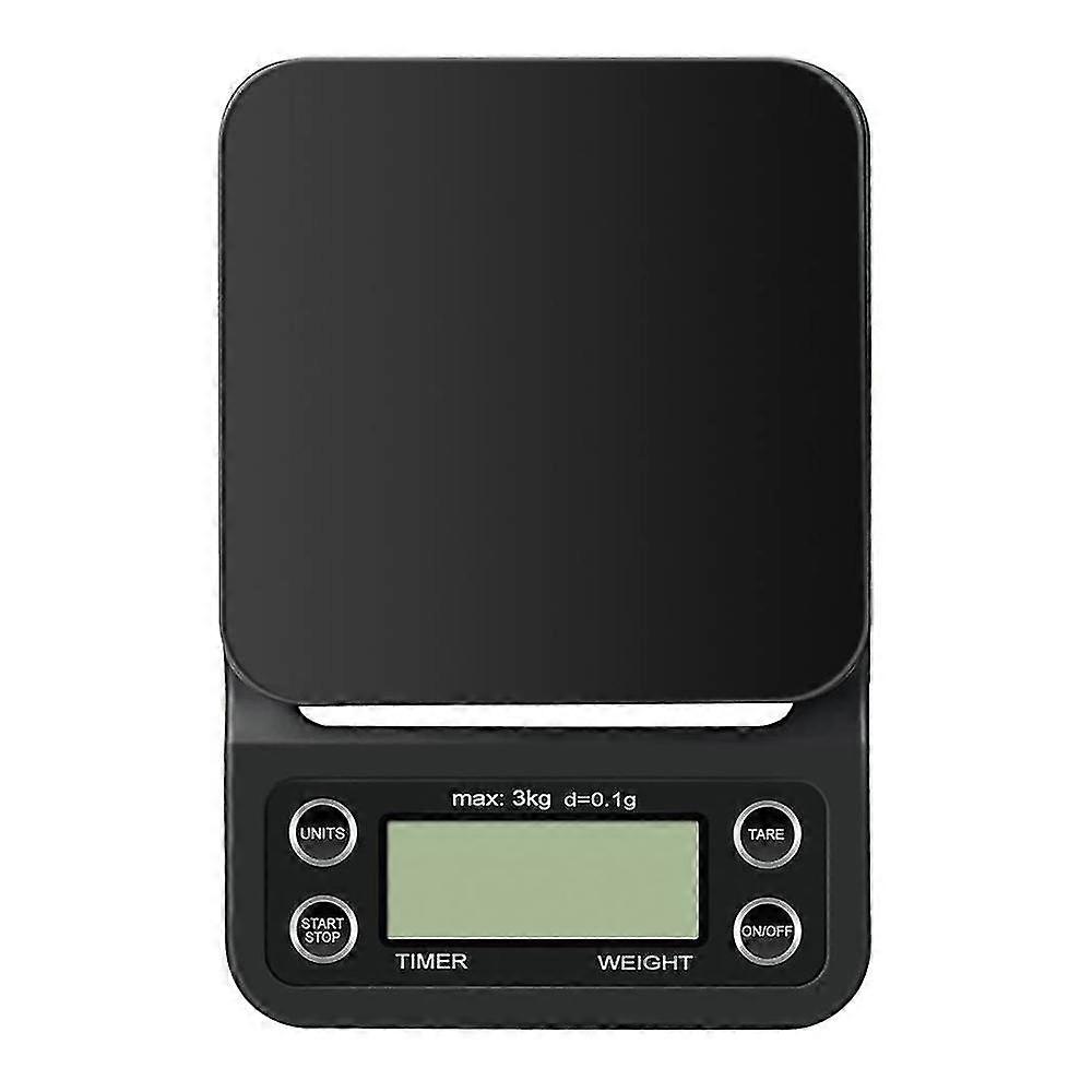 Digitale Kaffeewaage mit Timer, Multifunktionsgerät 3kg / 0,1 g Elektrische Schmuckwaage Lebensmittelwaage mit LCD-Display (Batterien nicht im Lieferumfang enthalten)
