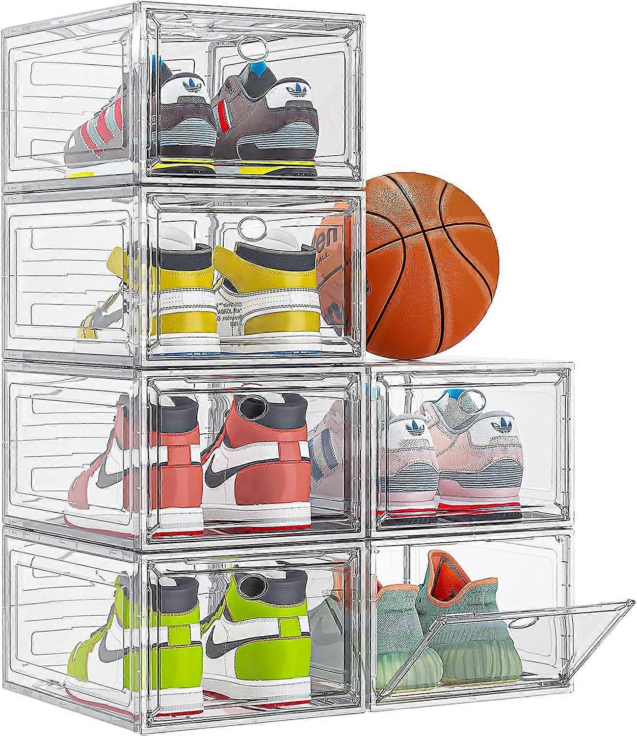 Shoe Storage Boxes with Door, Shoe Organiser, Foldable and Stackable