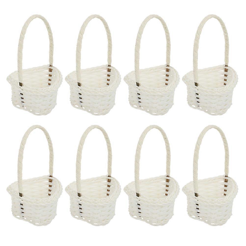8pcs Plastic Rattan Baskets Pastoral Style Small Flower Baskets Fruit Picking Baskets