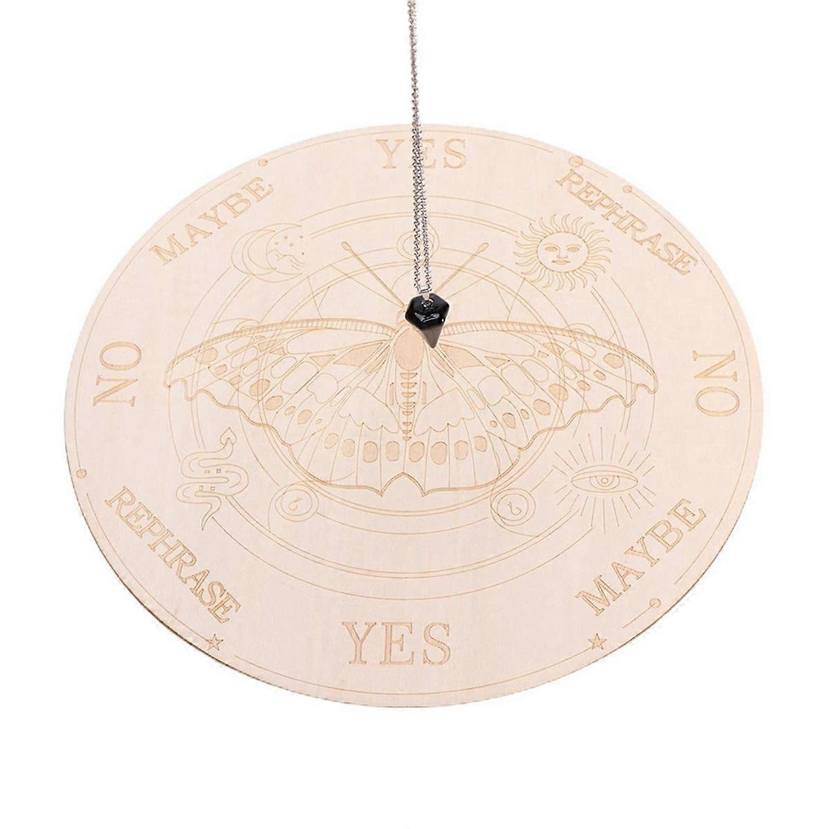 Star Pendulum Board Dowsing Divination Metaphysical Message Board Wooden Board with A Necklace, A