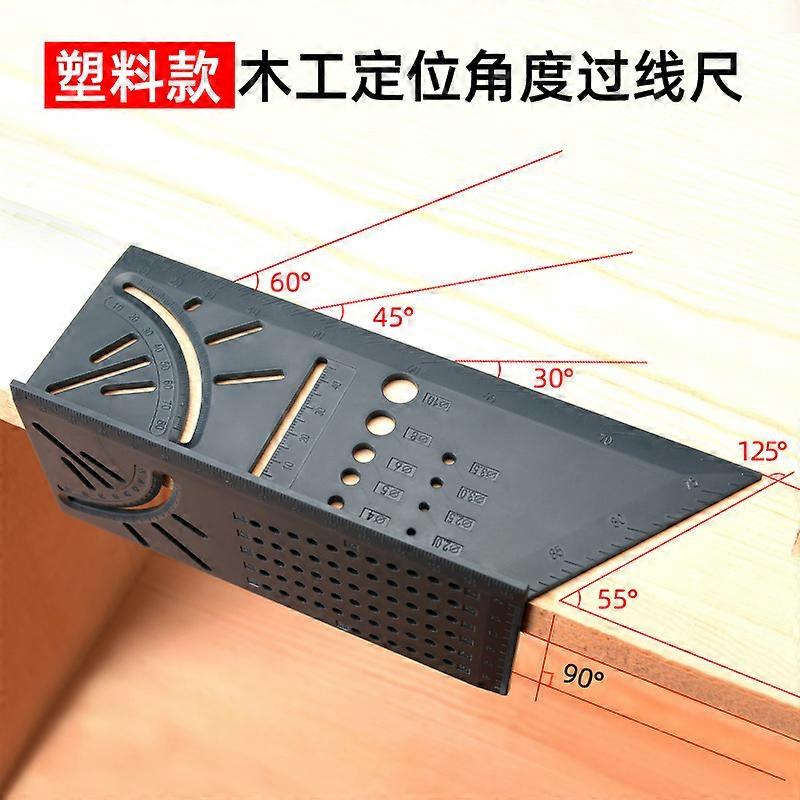 Multifunctional plastic line ruler scale protractor turn ruler 90 special woodworking high precision angle ruler