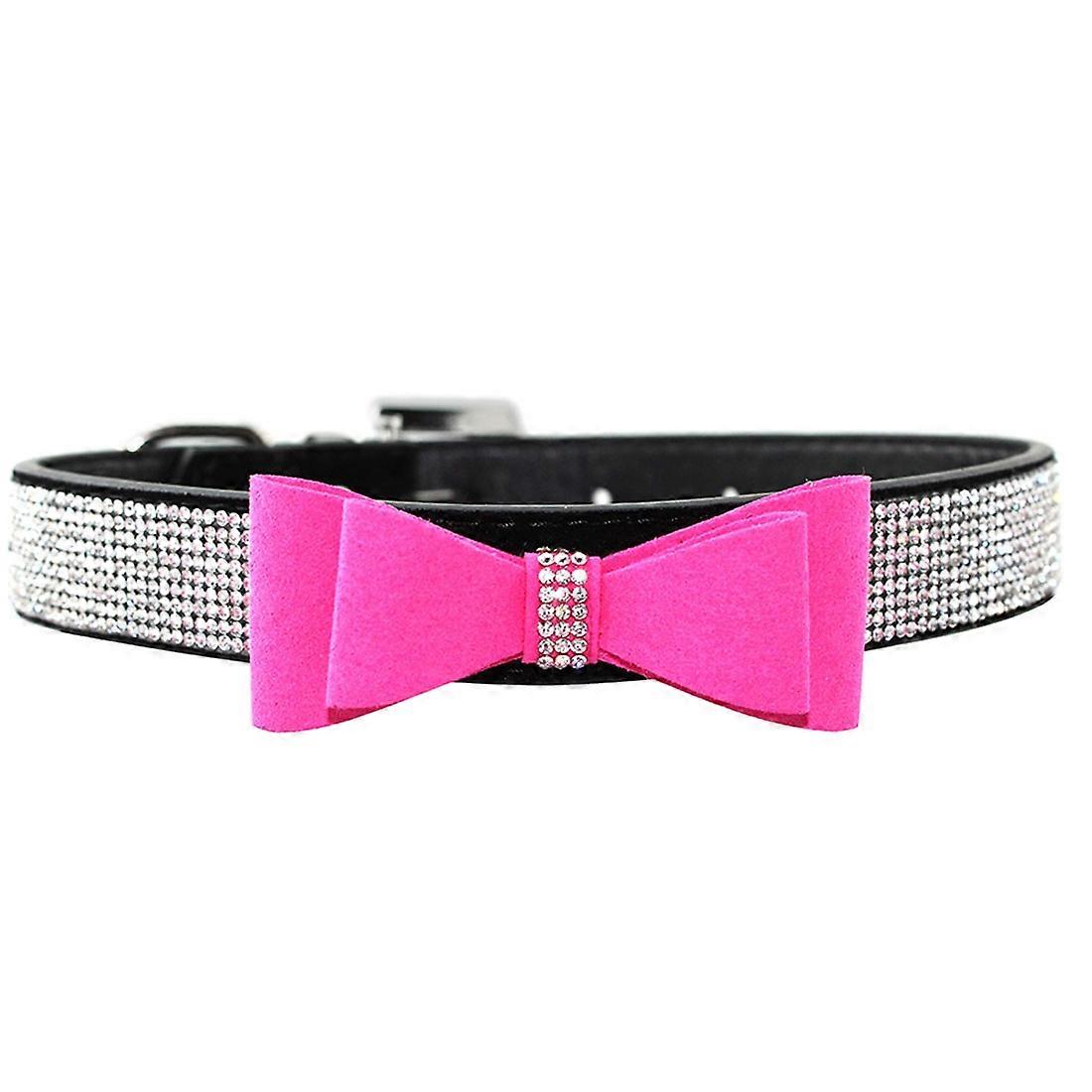 Flocking Diamond Studded Bowknot Pet Collar