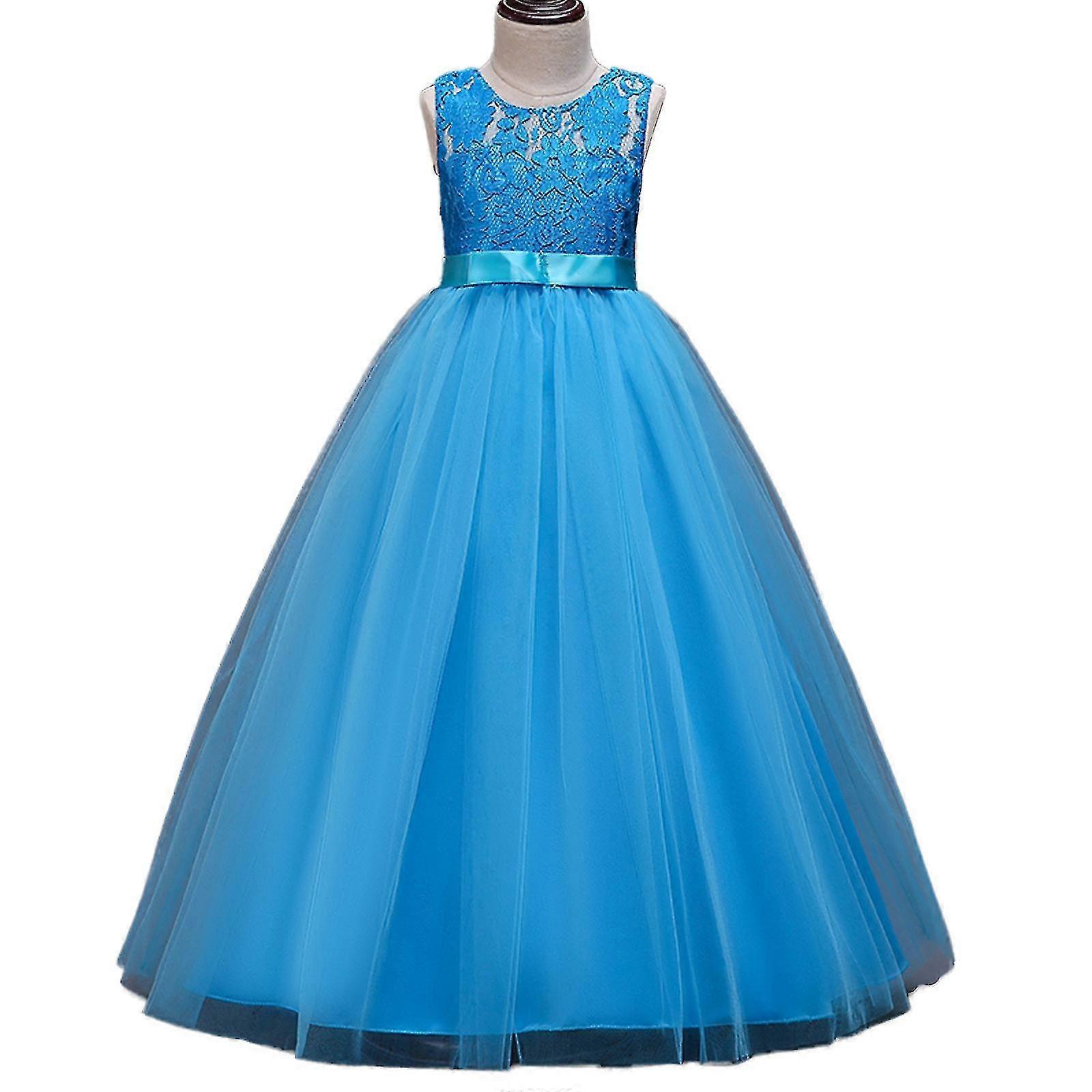 Kızlar Çiçek Dantel Nedime Elbise Uzun Düğün Pageant Elbiseler Tül Parti Elbisesi