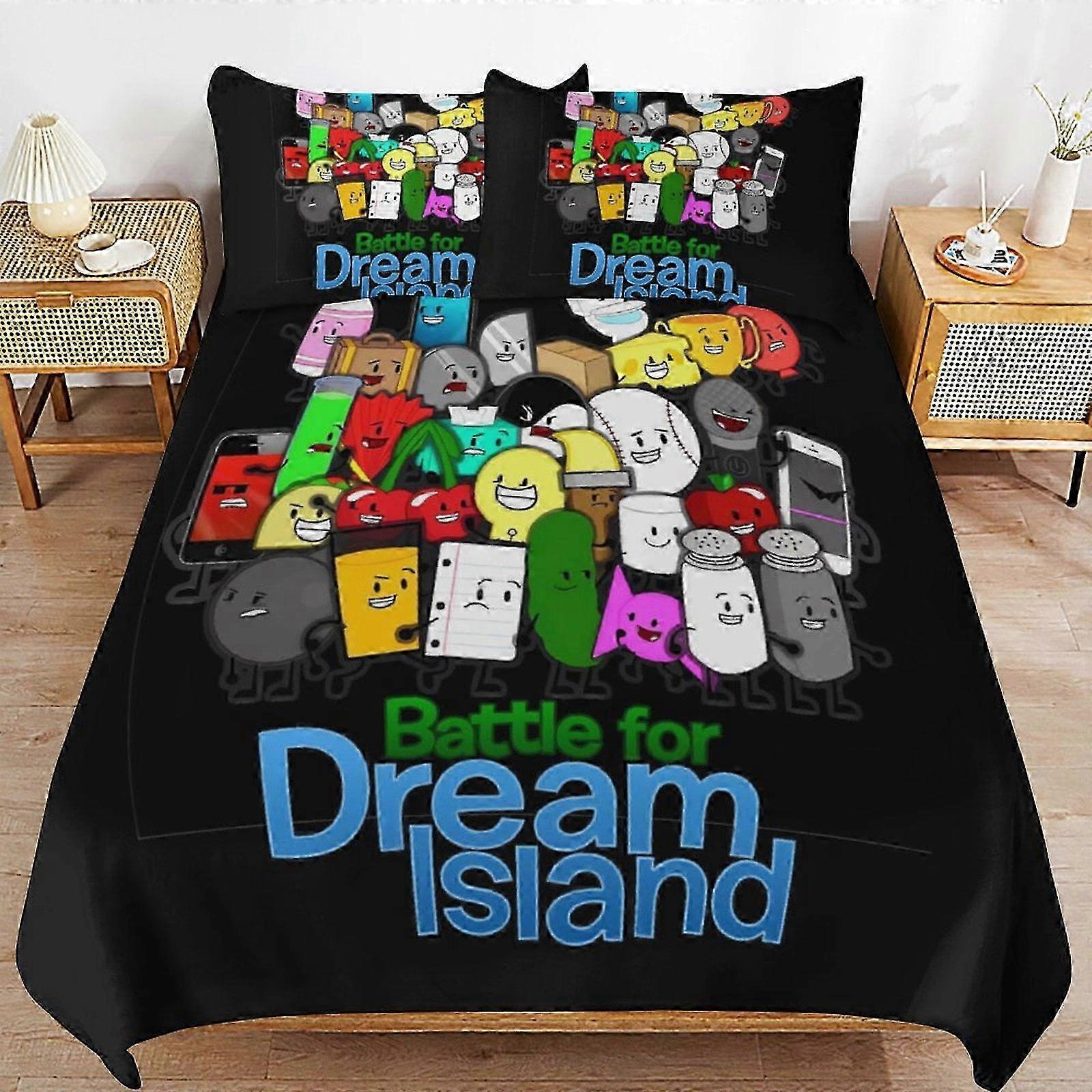 o547 ملاءات سرير معركة لجزيرة الأحلام BFDI غطاء لحاف سرير ستوكات مفروشات Se3D مطبوعة خفيفة الوزن 3 قطع لحاف Se ، غطاء لحاف (1 لحاف