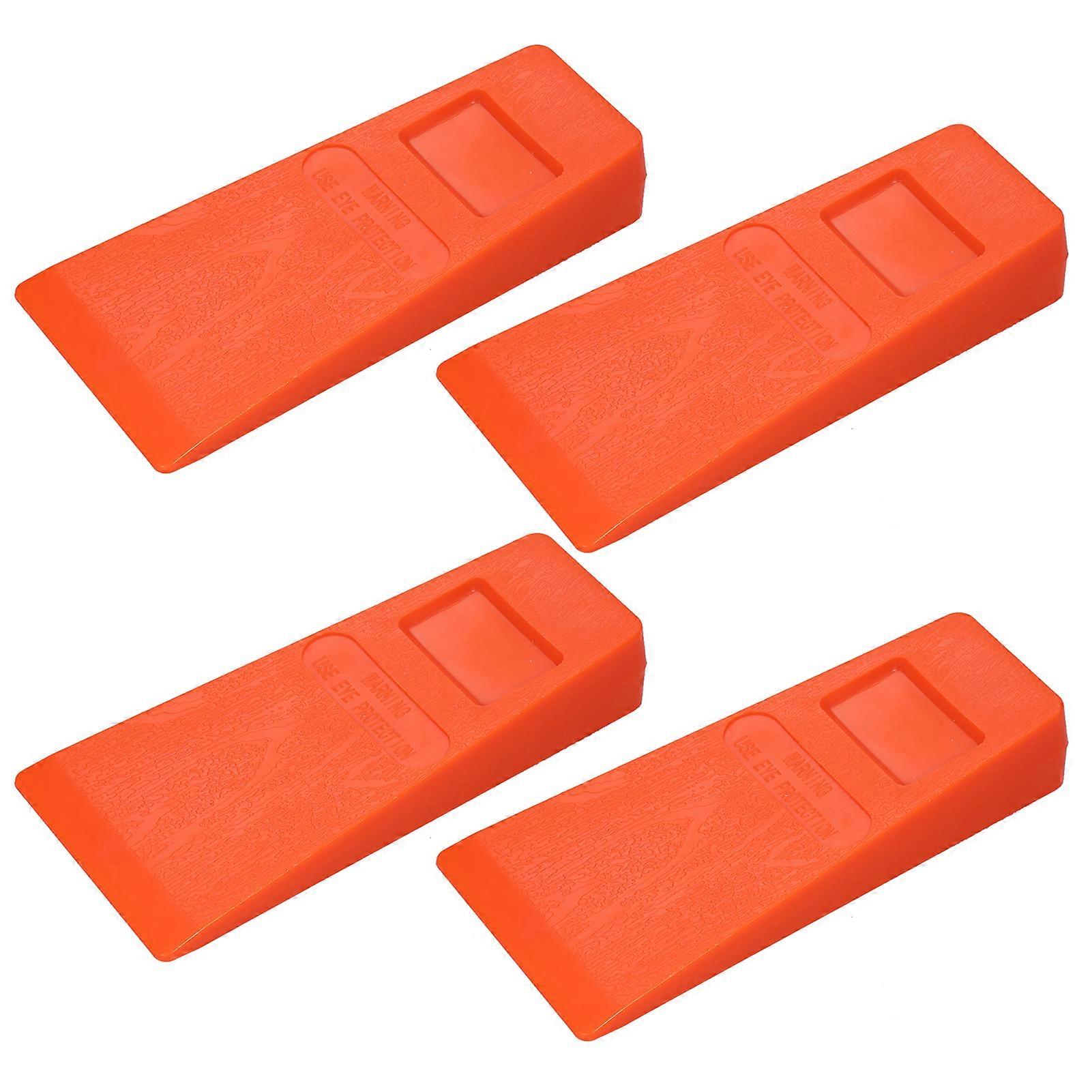 4Pcs 14cm Orange Plastic Felling Wedge Felled Chock Tree Cutting Wedge Spiked Wedge Woodcutting Tool