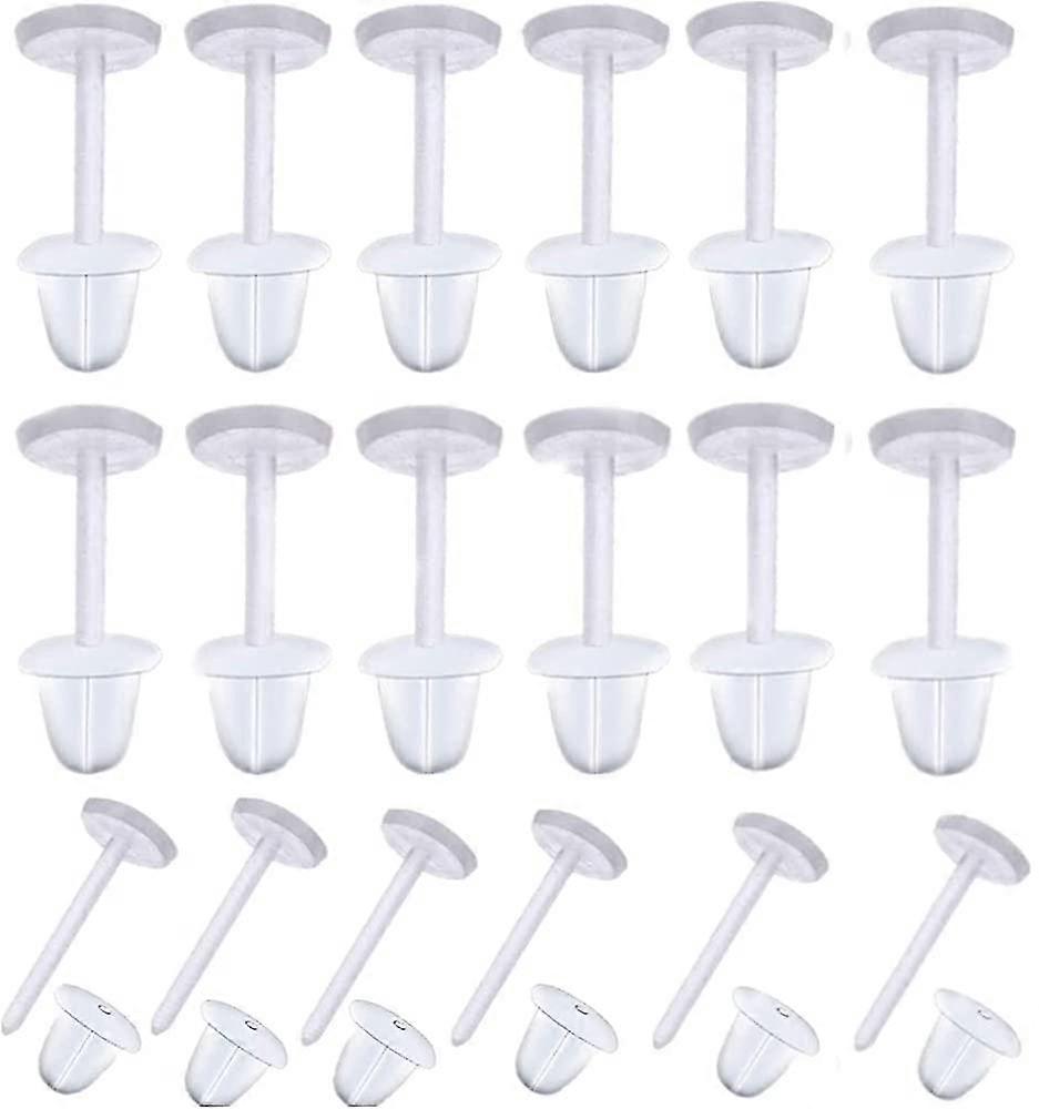 Plastic Earrings, 50 Pair Posts Clear Pins Back Rubber Eardrop Backs, Pins Rubber Earring