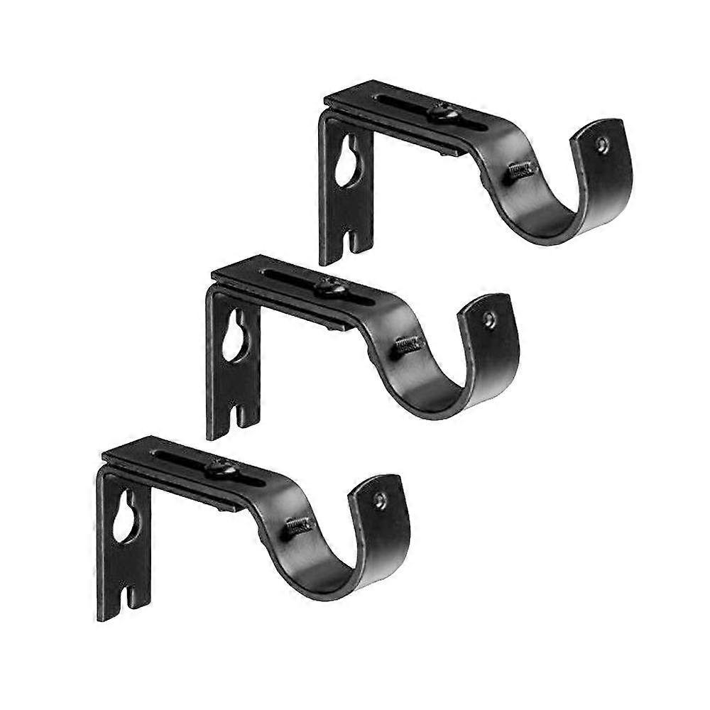 Adjustable Curtain Rod Support Bracket, Satin Nickel, Pack of 3.Black