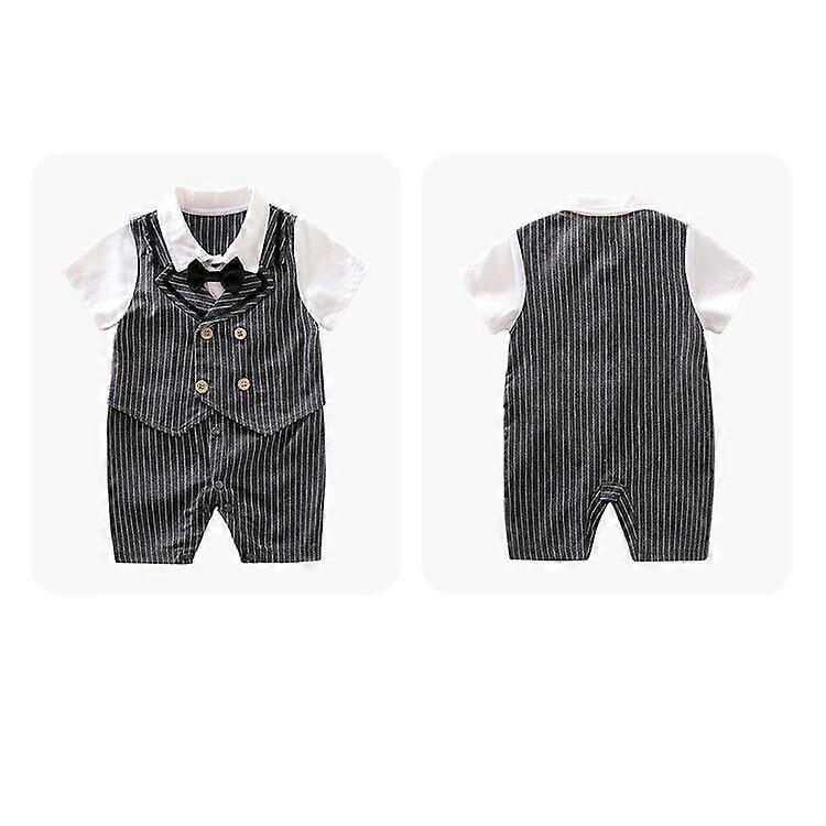 Babykläder Sommar Korta ärmar Nyfödd Tunn uppsättning kläder Baby Gentleman Romper Jumpsuit Pojkar - Stil 23