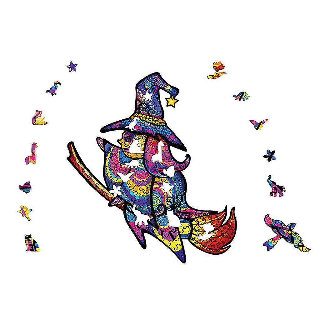 Witch Exquisite Shaped Wooden Jigsaw Puzzle Three-dimensional Witch Tangram