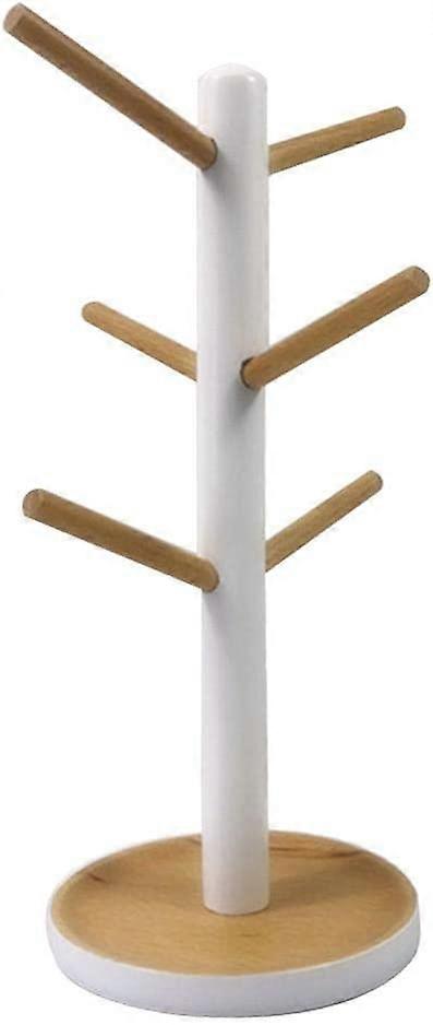 Tree Cup Holder,Mug Tree with 6 Storage Hooks,Detachable(1Pcs,White)