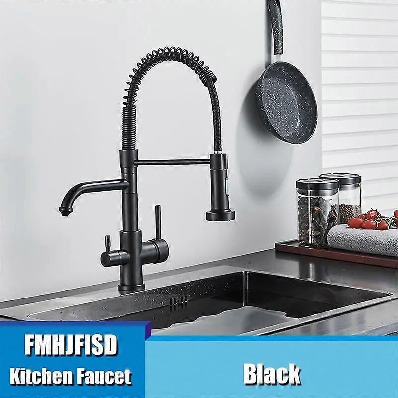 FMHJFISD Filtered Water Kitchen Faucet Double Sprayer Vessel Sink Mixer Tap Deck Mounted Single Hole Faucet Hot And Cold Mixer