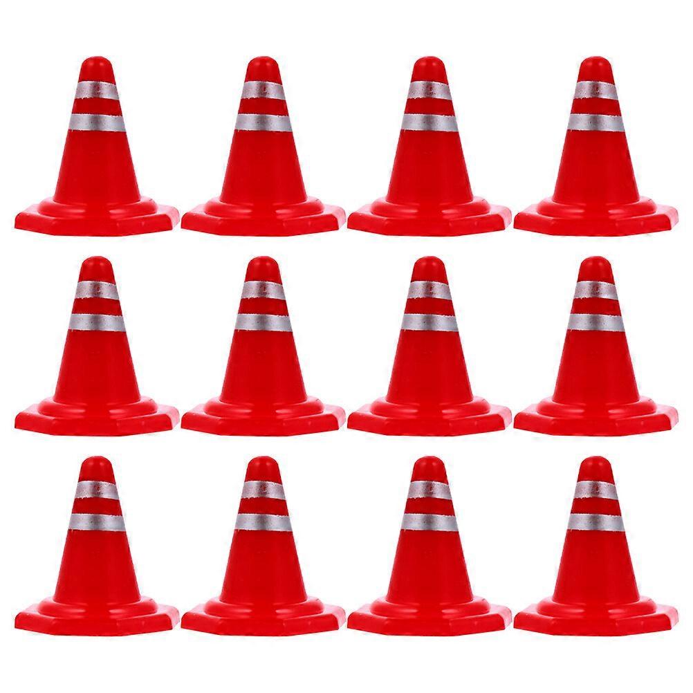 12pcs Traffic Roadblocks Simulation Sand Table Props DIY Road Cone Signs