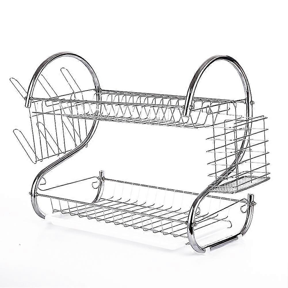 2-layers Dishes Drying Rack Multifunctional Cup Holder Tableware Storage Organizer