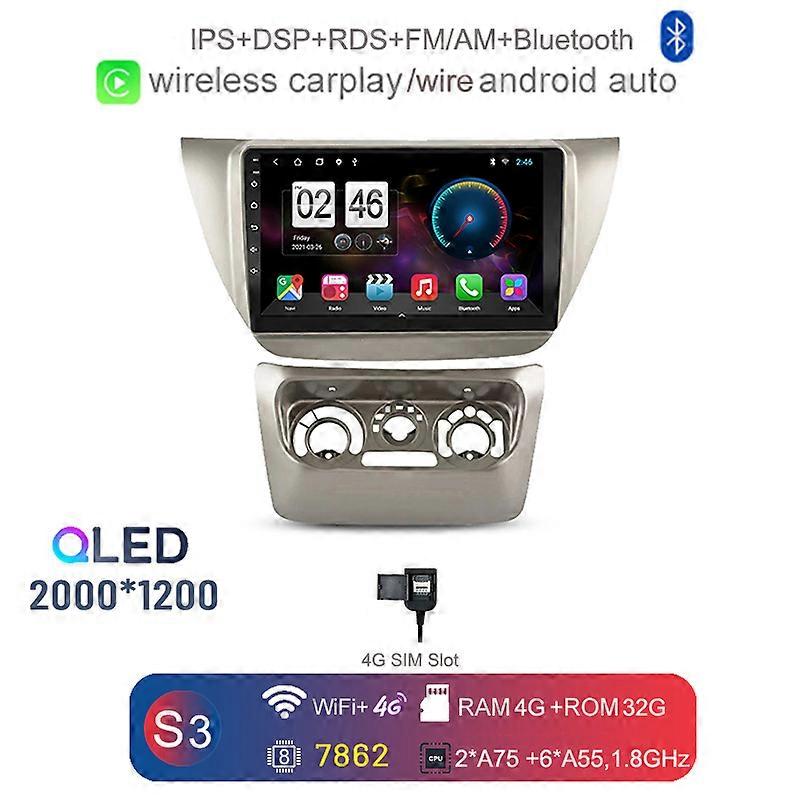 2K 2000*1200 Carplay Auto Android 12 8G+128G Car DVD Player GPS Map WIFI Bluetooth RDS Radio For MITSUBISHI LANCER IX 2006 -2010