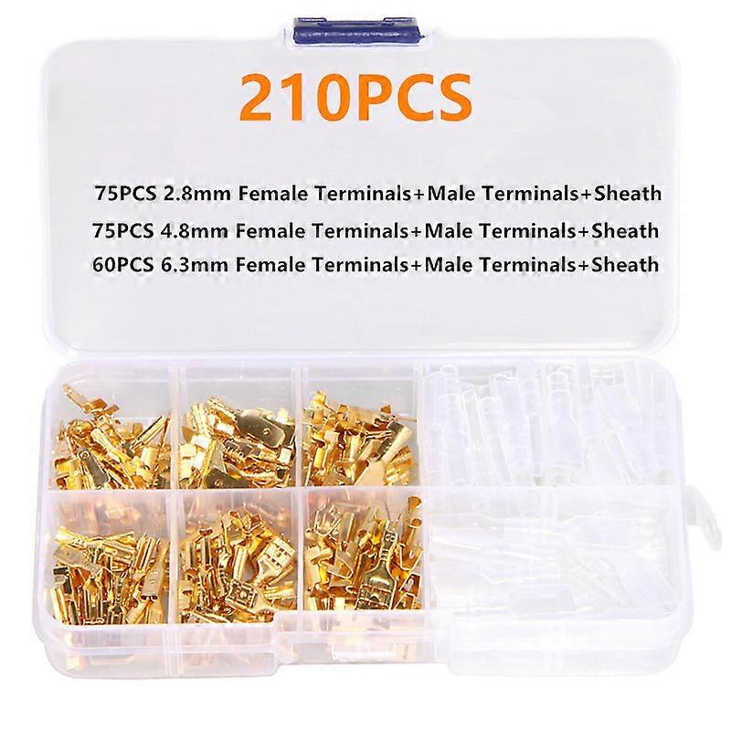 450/210PCS 2.8/4.8/6.3mm Male Female Spade Connectors Wire Crimp Terminal Block with Insulating Sleeve Assortment Kit