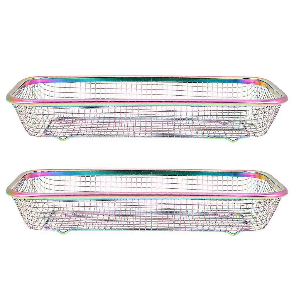 2pcs Desktop Utensil Basket Multi-function Stainless Steel Organizer Chopsticks Storage Basket