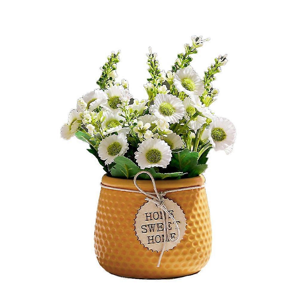 Artificial Flower Potted Silk Bouquet Rated Ceramic Vase