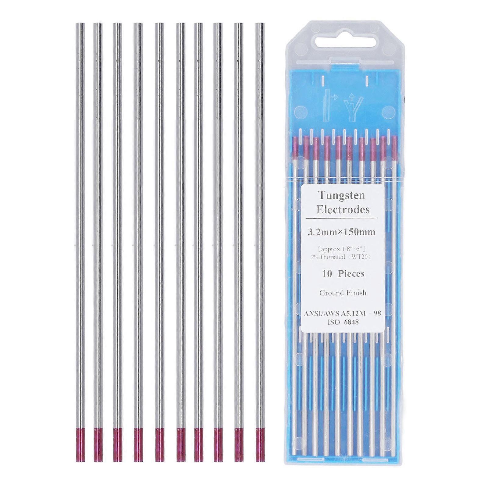 10PCS Set TIG Welding Tungsten Electrodes 1/8x6in Arc Welding Tungsten Needles for Thin Plate