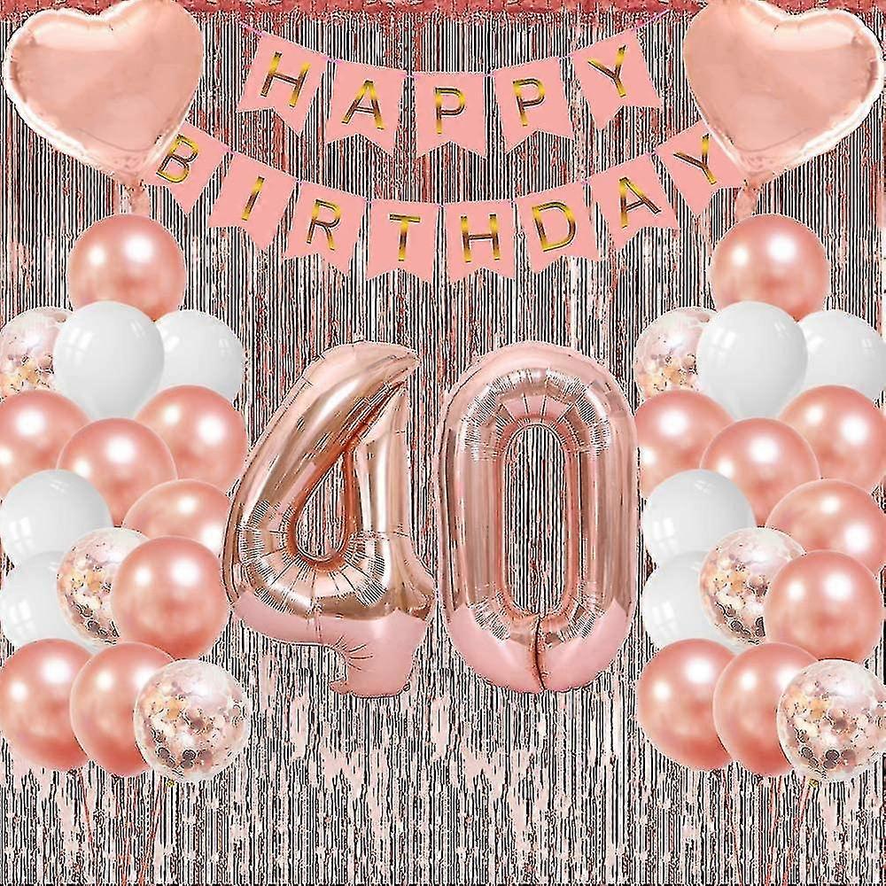 Set Decorazione 18° Compleanno Ragazza – Palloncini Oro Rosa E Striscione – Kit Completo Per Festa