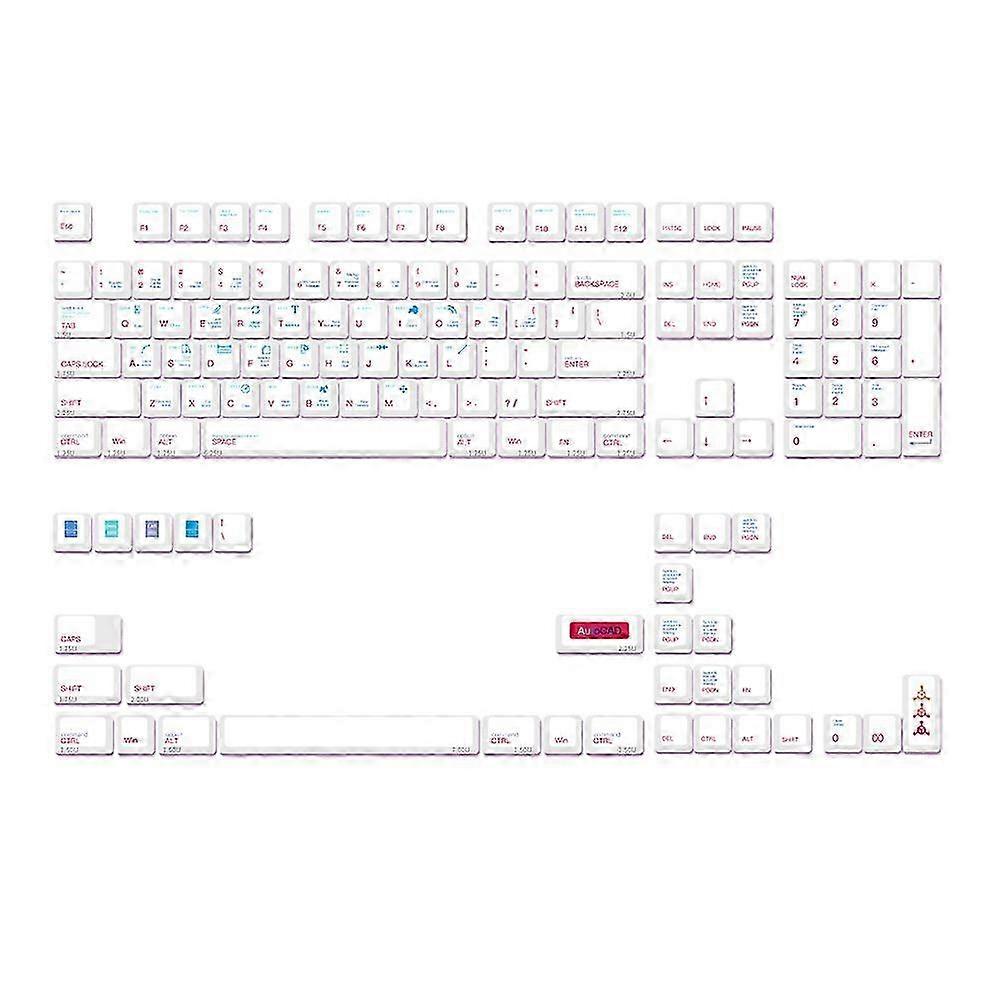 136-key Pbt Cad Keycaps High Sublimation Mechanical Keyboard Keycaps 6.25u 7u Small Full Keyboard