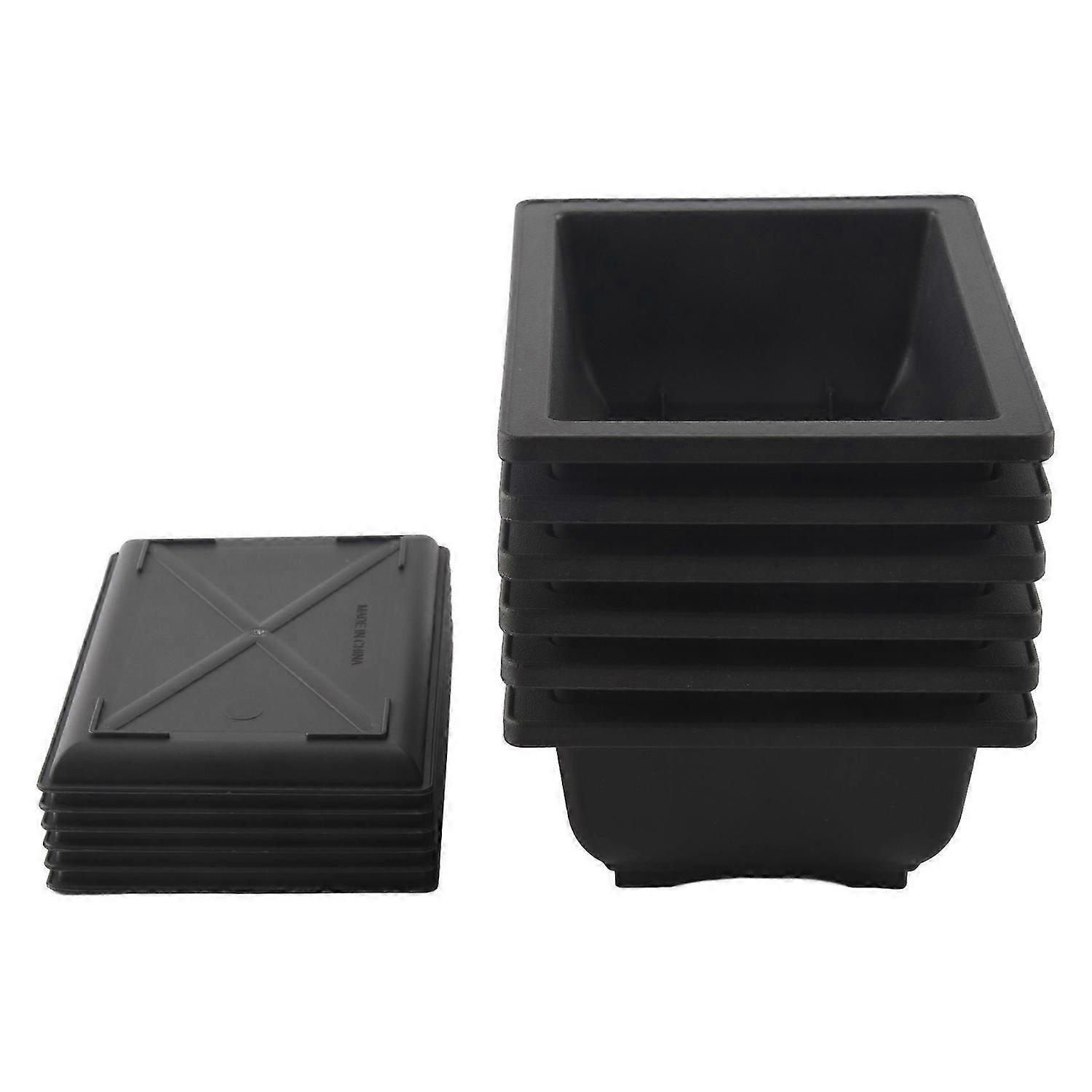 6-Piece Bonsai Pots-Classic Deep Wet Tray with Built-in Mesh-for Plants, Flowers, Herbs, Plastic Sq