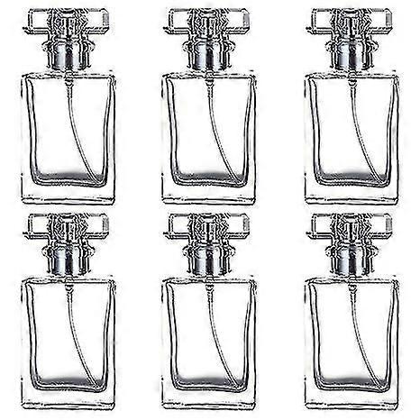 6 Pack 30ml 1 Oz Refillable Perfume Bottle Portable Square Empty Glass Perfume Atomizer Bottle With Spray Applicator Transparent And Black Assorted