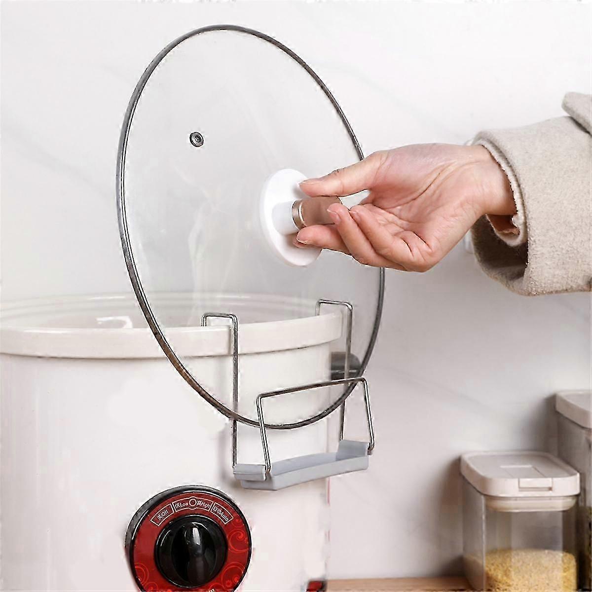 2set Slow Cooker Lid Holder For Cooking, Hand Free Pot Lid Organizer Fits Most Slow Cookers With Silicone Sink, Gray