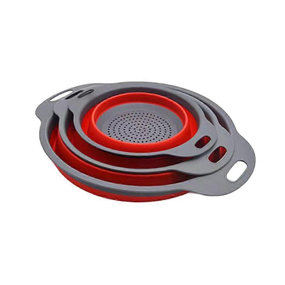3Pcs Collapsible Colander Set with Handles Fast Drainage Kitchen Strainers Foldable Design for Space-saving Heat-resistant Pasta Strainers Colorful Ve
