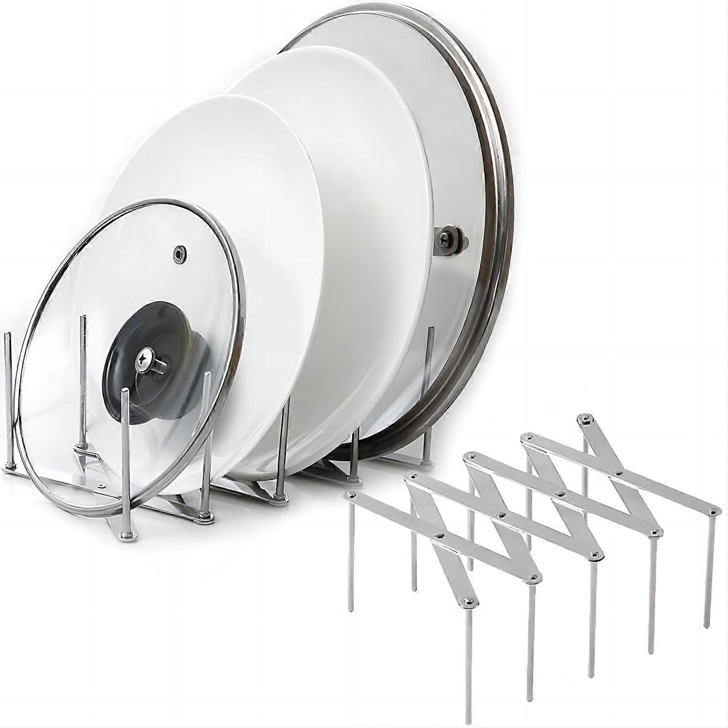Adjustable Pot Lid Organizer Rack for Kitchen Cabinets, Space-Saving Storage Solution for Cookware and Houseware