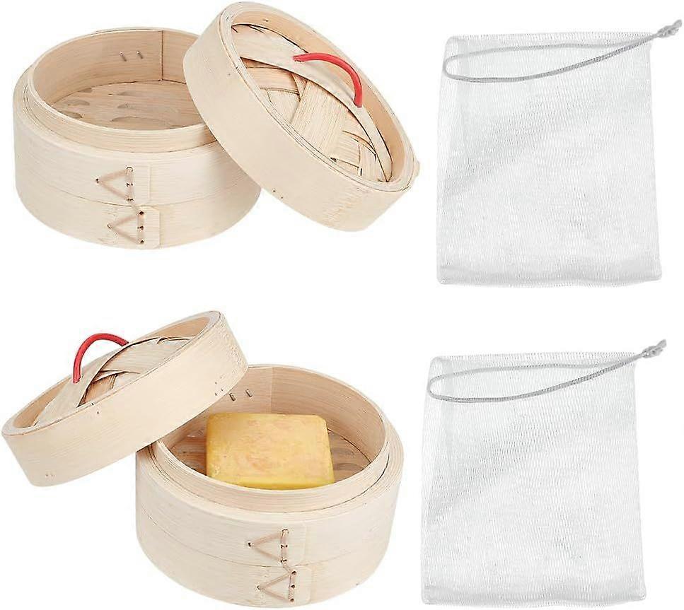 2 Sets Wood Soap Tray Natural Soap Dishes with Lid Foaming Net Shampoo Container Soaps Soap Candy Case Box for Bathroom Shower Kitchen Women