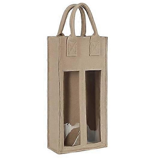 Double Wine Carrier Bag with Portable Handle Shockproof Heavy Duty Felt Reusable Wine Champagne Beer Bottle Tote Handbag Gift Bag