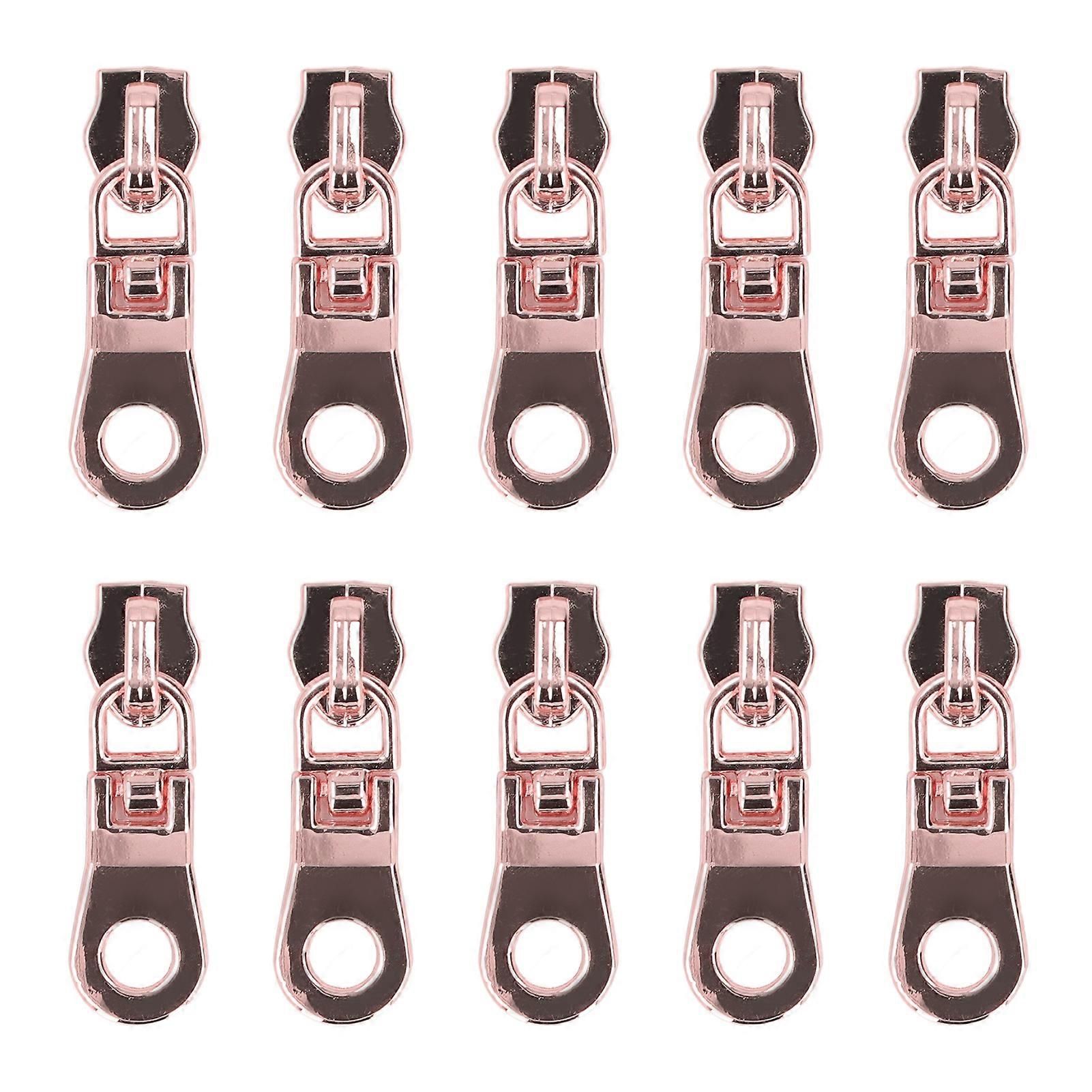 10Pcs Zipper Pull Electroplating Process Bright Color Fadeless Durable Exquisite Zipper Pull ReplacementRose Gold