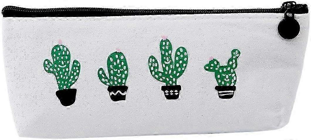 Canvas Pen Bag - Cute Cactus Pattern Pencil Case, Style 2