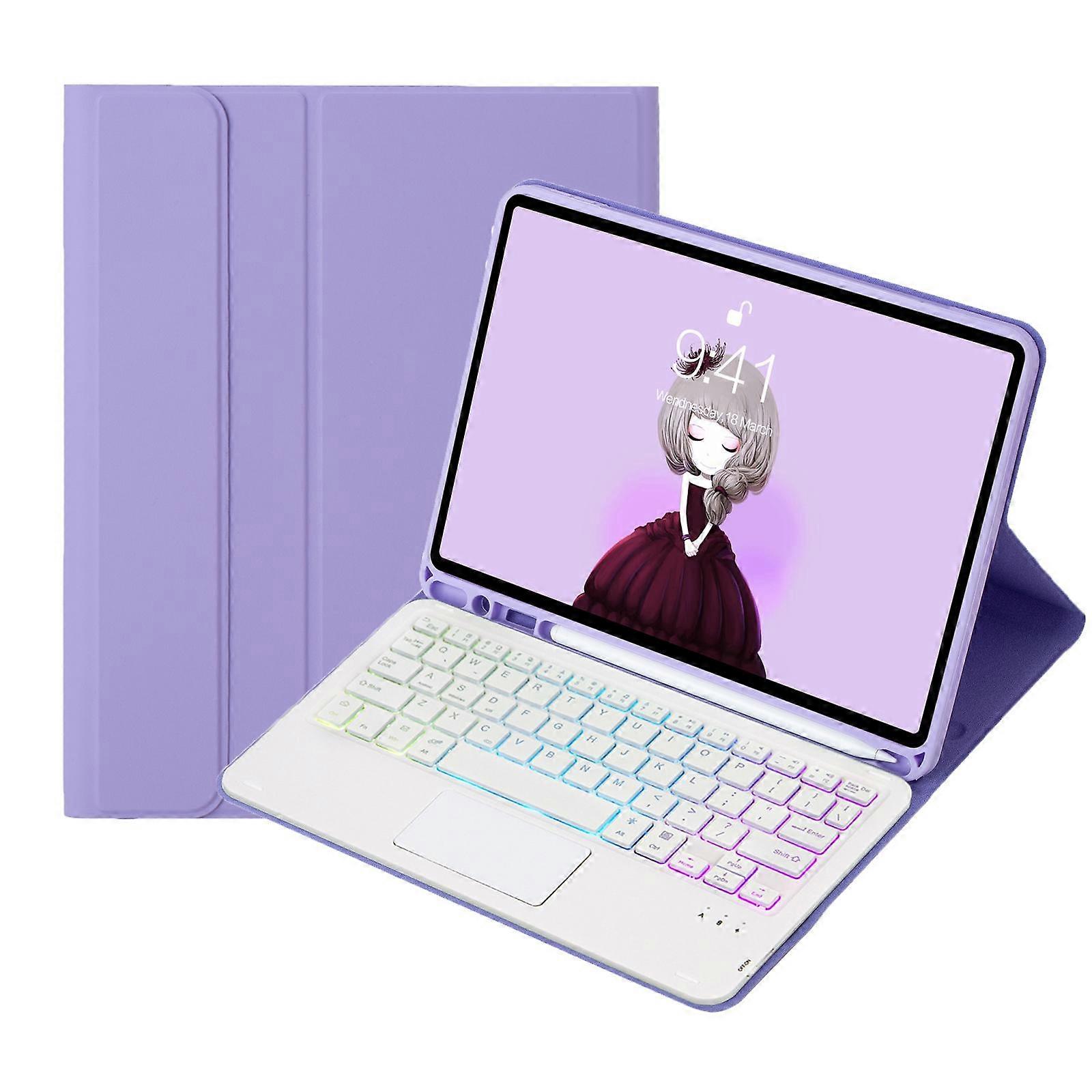 A13B-AS Lambskin Texture Backlight Bluetooth Touch Keyboard Leather Tablet Case with Pen Slot