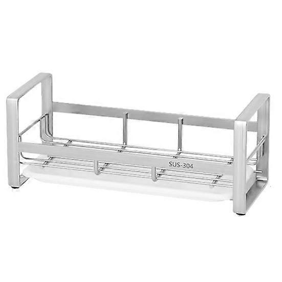 Sink Draining Rack Stainless Steel Great Load Bearing Hollow Out Quick Drainage Anti-slip Punch-free Soap Sponge Dish Rag Sink Caddy Organizer