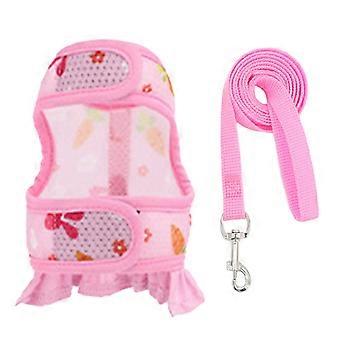 Adjustable Rabbits Harness with Leash for Rabbits Vest Easy Control Harness Leash Rabbits   pink S
