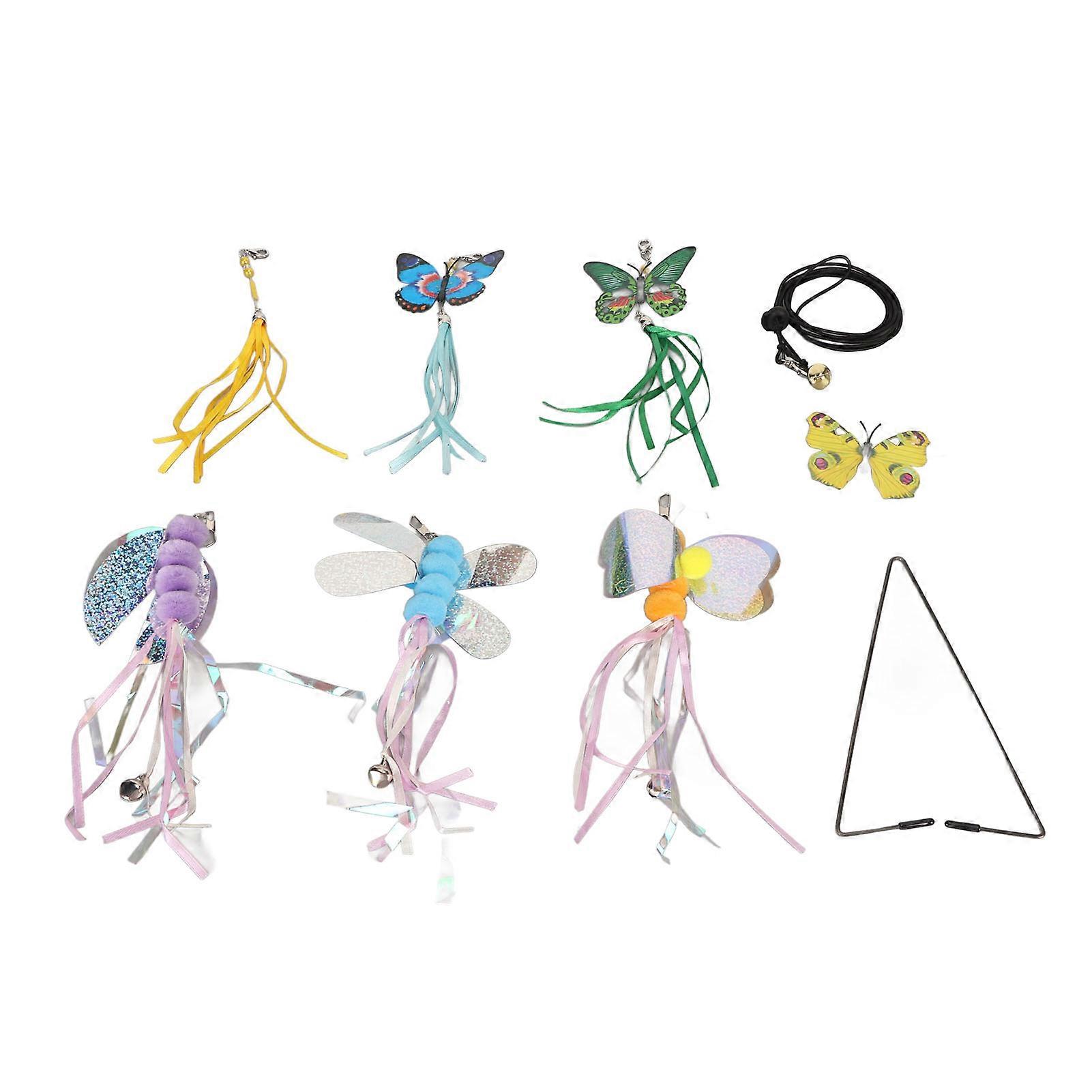 6pcs Hanging Cat Teasing Toy Set Adjustable Elastic Rope Interactive Self Play Cat Toy For Door Frame Cabinet Door