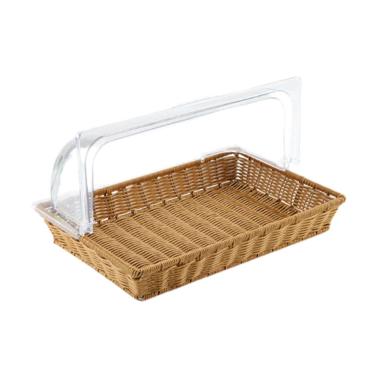 Gewebter Brotkorb Obstkorb Brotbackblechhalter mit Acryldeckel Lebensmittel
