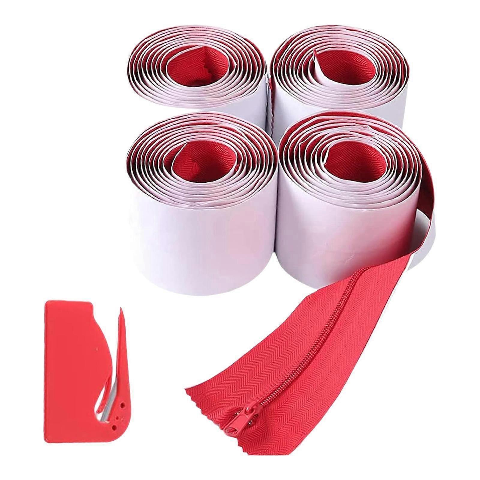 4 Pieces Dust Barrier Zipper 7ft x 3in Red Greenhouse Wall Heavy Duty Zipper