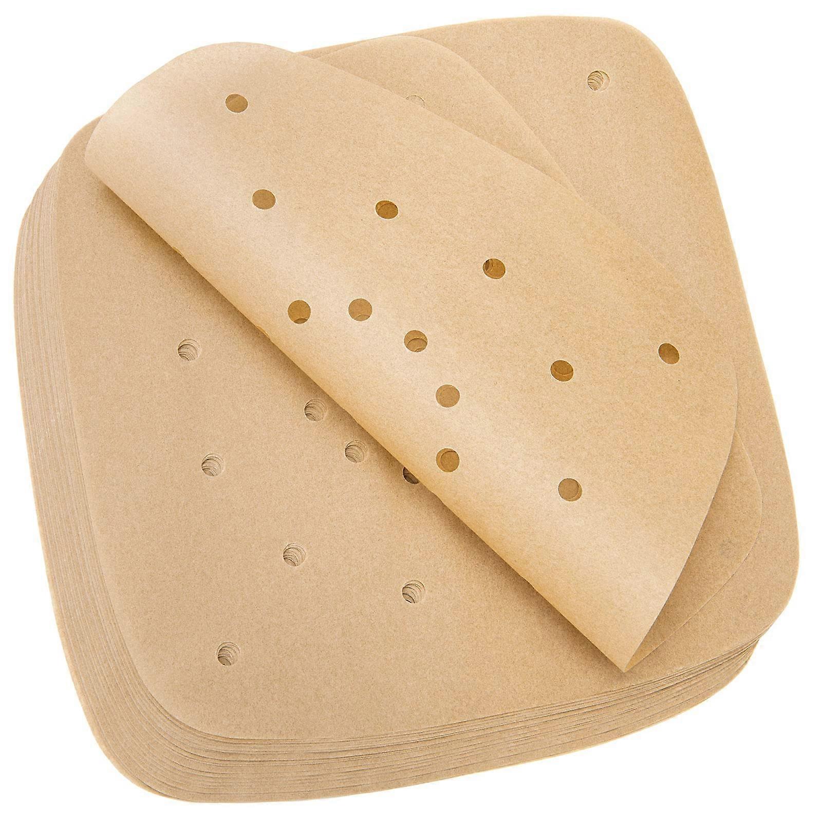 Brown Parchment Paper Liners for Air Fryer 8.5 Inches - 200 Pcs, Non-Stick, Oven Safe, Greaseproof Baking Accessories