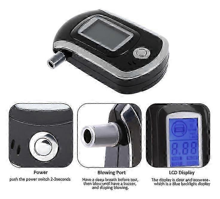 New product,Professional Digital Breath Alcohol Tester Breathalyzer With Lcd Display With10 Filter tip