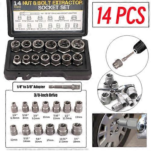 3/8" Locking Wheel Nut Remover Set Stud Bolt Impact Twist Socket Extractor Tool No.08368