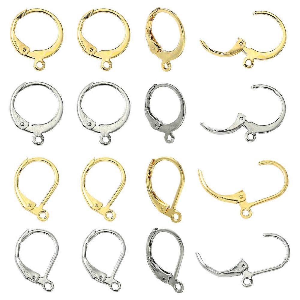 Jewelry Findings 40Pcs 4 Styles 304 Stainless Steel Leverback Earring Findings with Horizontal Loop