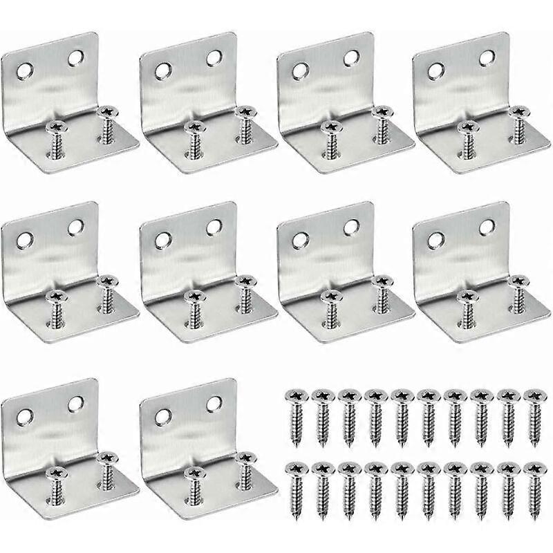 Stainless Steel Fixing Bracket Assembly Brackets 30x37x1.3mm 10 PCS L-Shaped Corner Bracket Right Angle Bracket